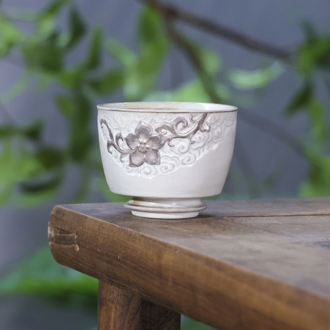 阿茶 山茶花半开窗高脚杯（Q0750）茶杯