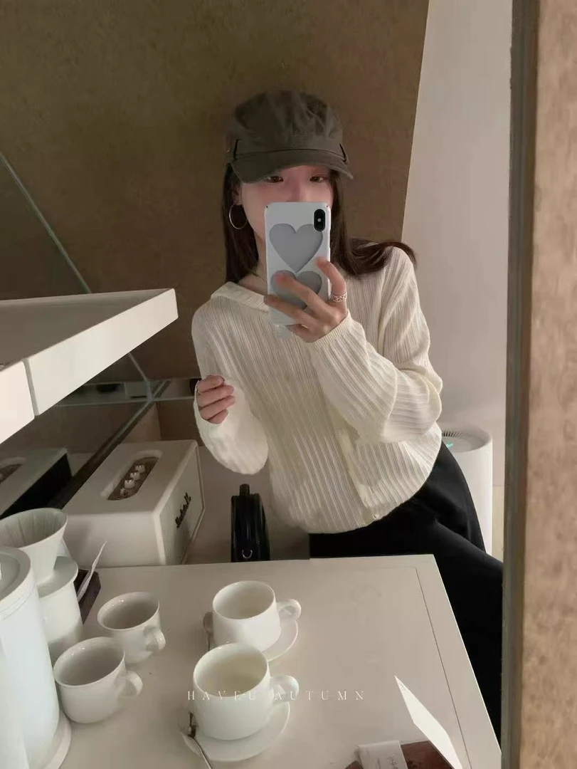 695  慵懒风外套女2025秋季新款宽松连帽针织衫短款上衣A92