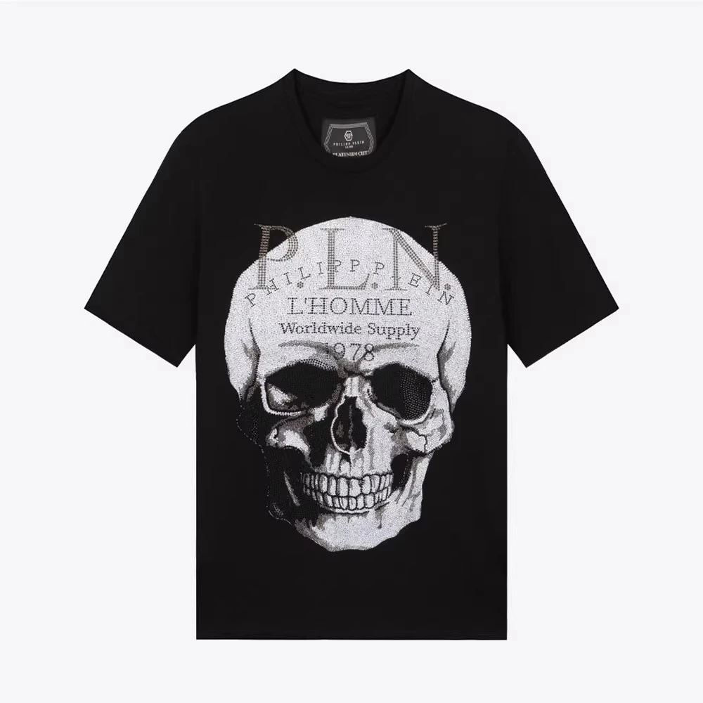 PHILIPP PLEIN PP骷髅印花水钻男短袖T恤F19CMTK3610PJY002N02