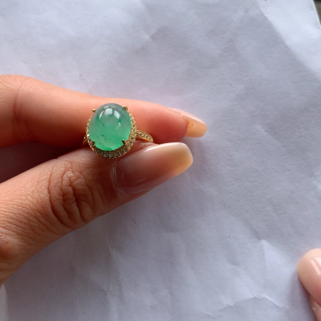 【闪购商品】石英质玉银S925镶嵌戒指樟*瑕