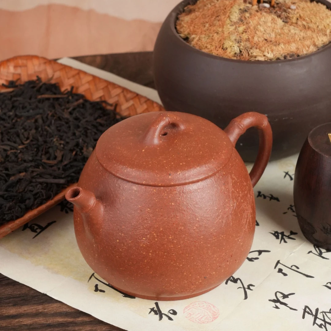 刘华纯制  宜兴原矿紫砂壶降坡泥竹影壶全手工