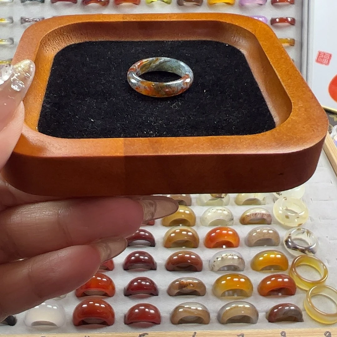 玛瑙/玉髓未镶嵌戒指A7不退换18港17+