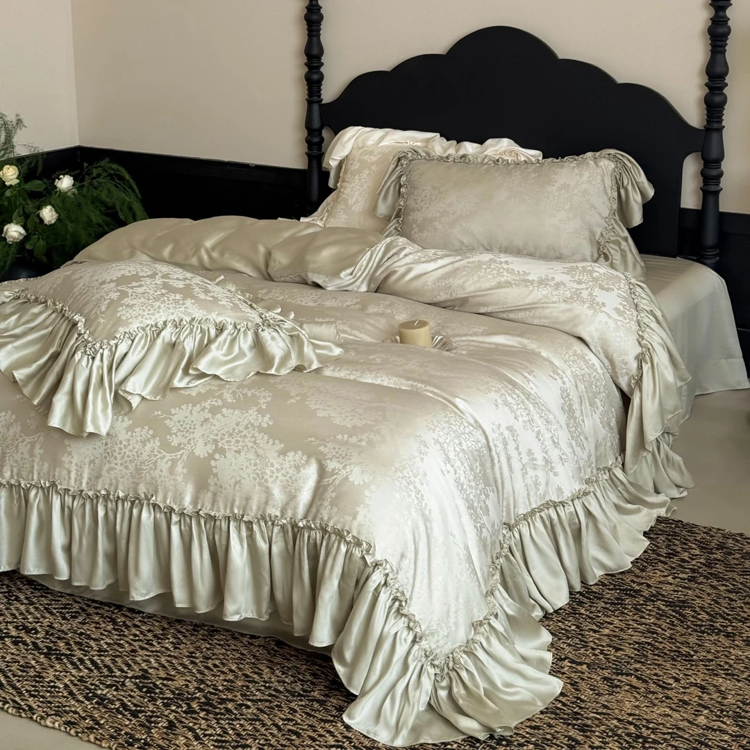 十七【格林德瓦系列】法式提花美式浪漫花边款莱赛尔纤维天丝四件套