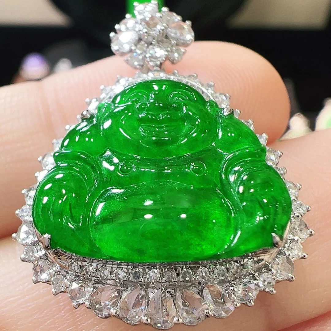 翡翠18K金镶嵌吊坠(不含链)