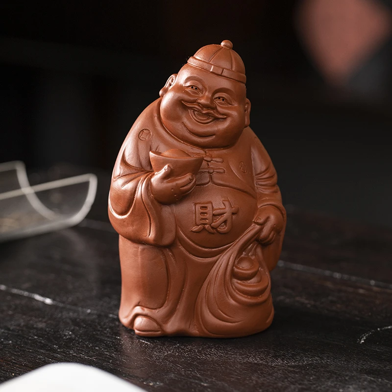 紫砂红泥陶瓷地主茶宠桌面摆件精品精致高级茶宠桌面小摆件小配件
