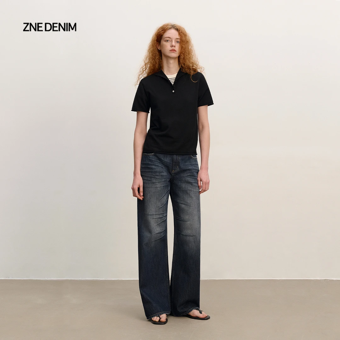 ZNE率性纵意全棉直筒立体猫须牛仔裤TCC7887