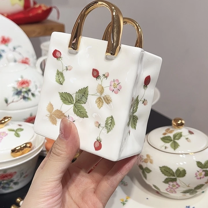 瓷片提篮花插收纳袋1个瓷片