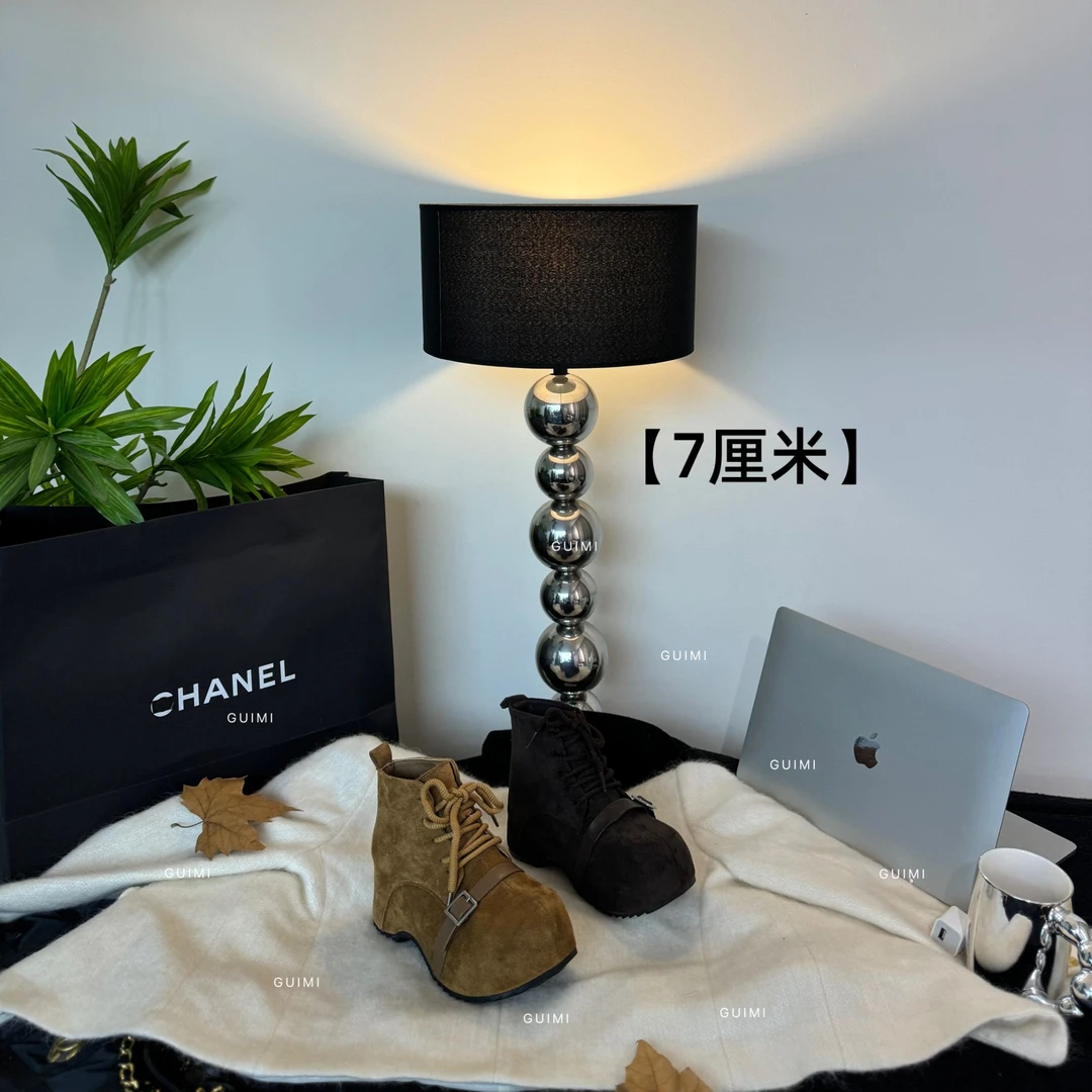 小个子内增高勃肯马丁靴女2025秋季新款百搭复古丑萌系带休闲靴子