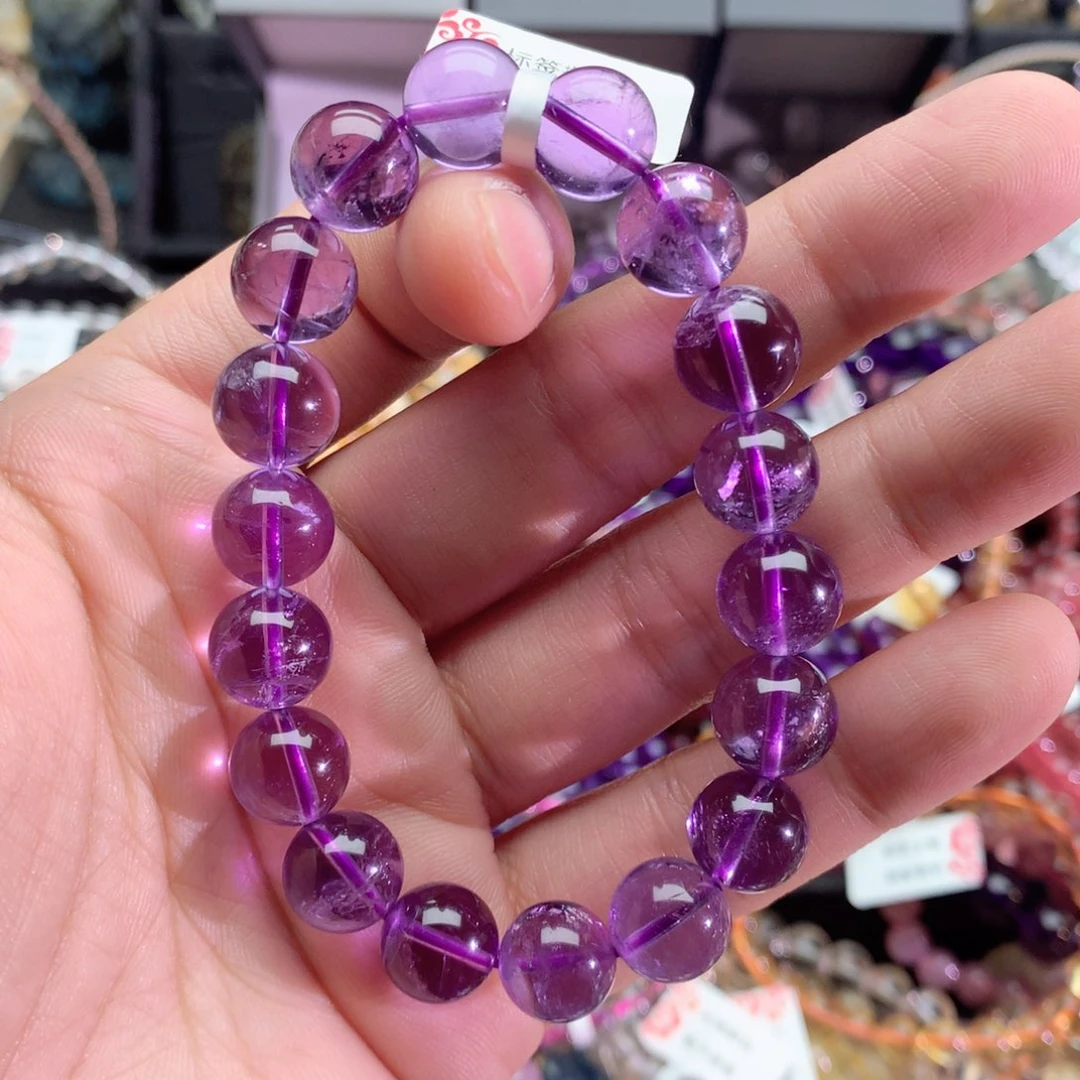 水晶手串未镶嵌大****.巴西紫晶手链11+
