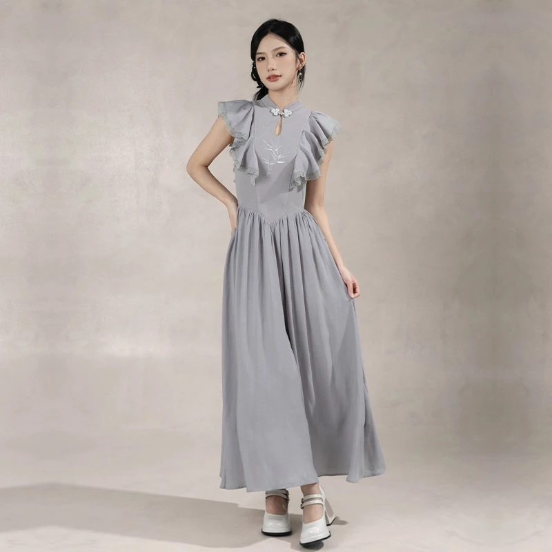 竹意·墟烟|白昼集 新中式国风小飞袖连衣裙夏季女装连衣裙显瘦
