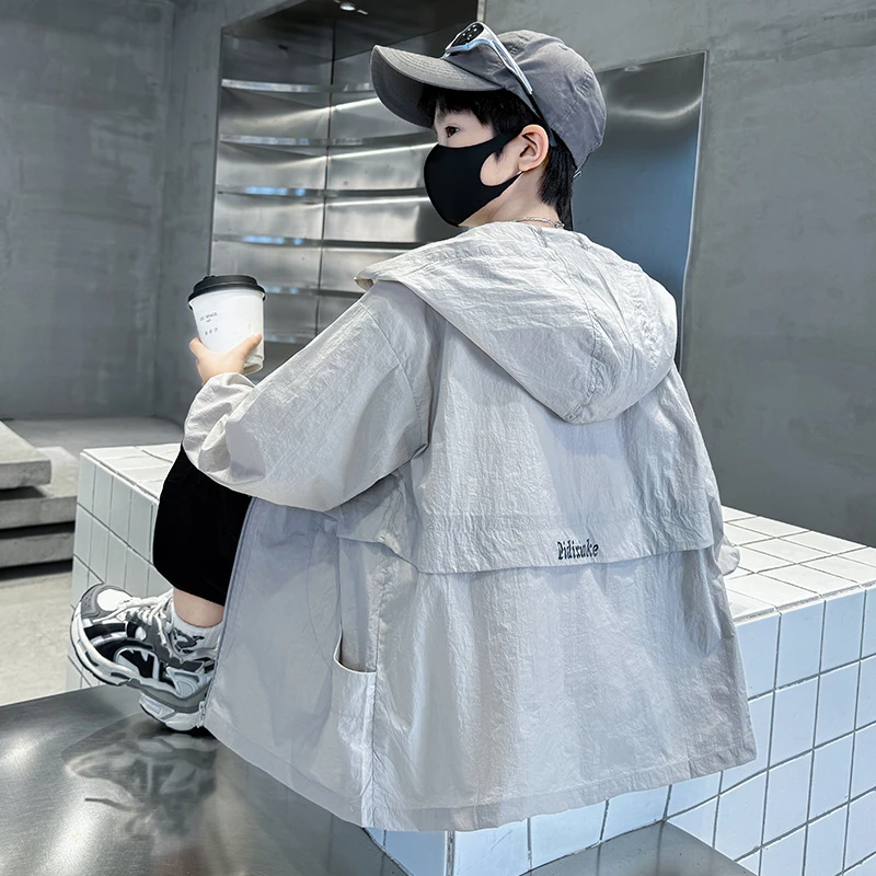 男童防晒衣夏季轻薄2025新款大童连帽儿童夏装冰丝男孩防晒服外套