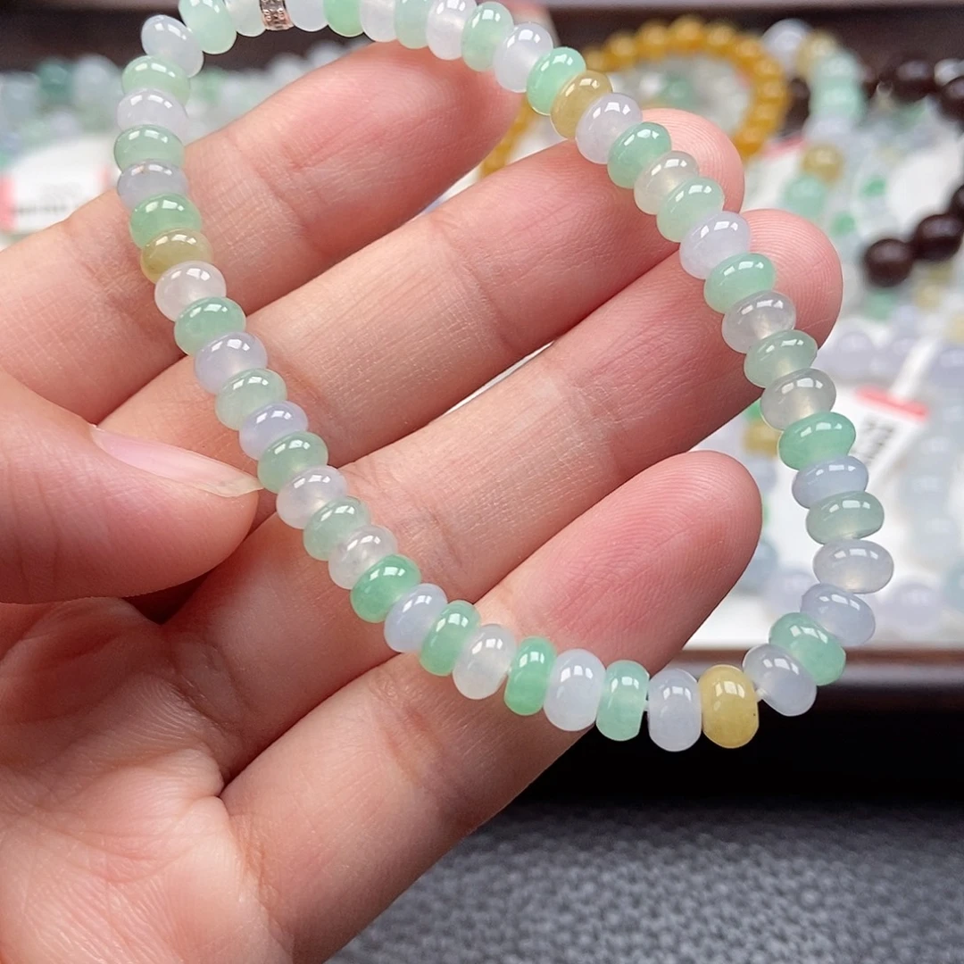 翡翠未镶嵌手链卡6多宝鼓珠