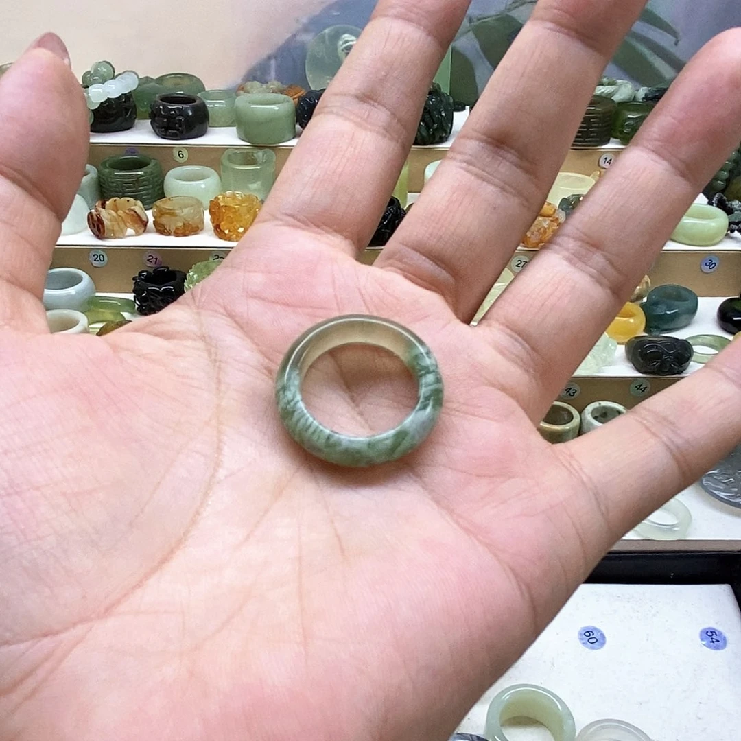 星***明岫玉未镶嵌天然玉石戒指