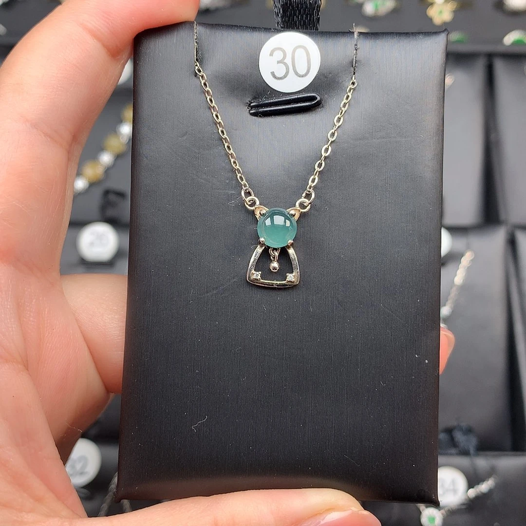 翡翠颈饰银S925镶嵌项链925