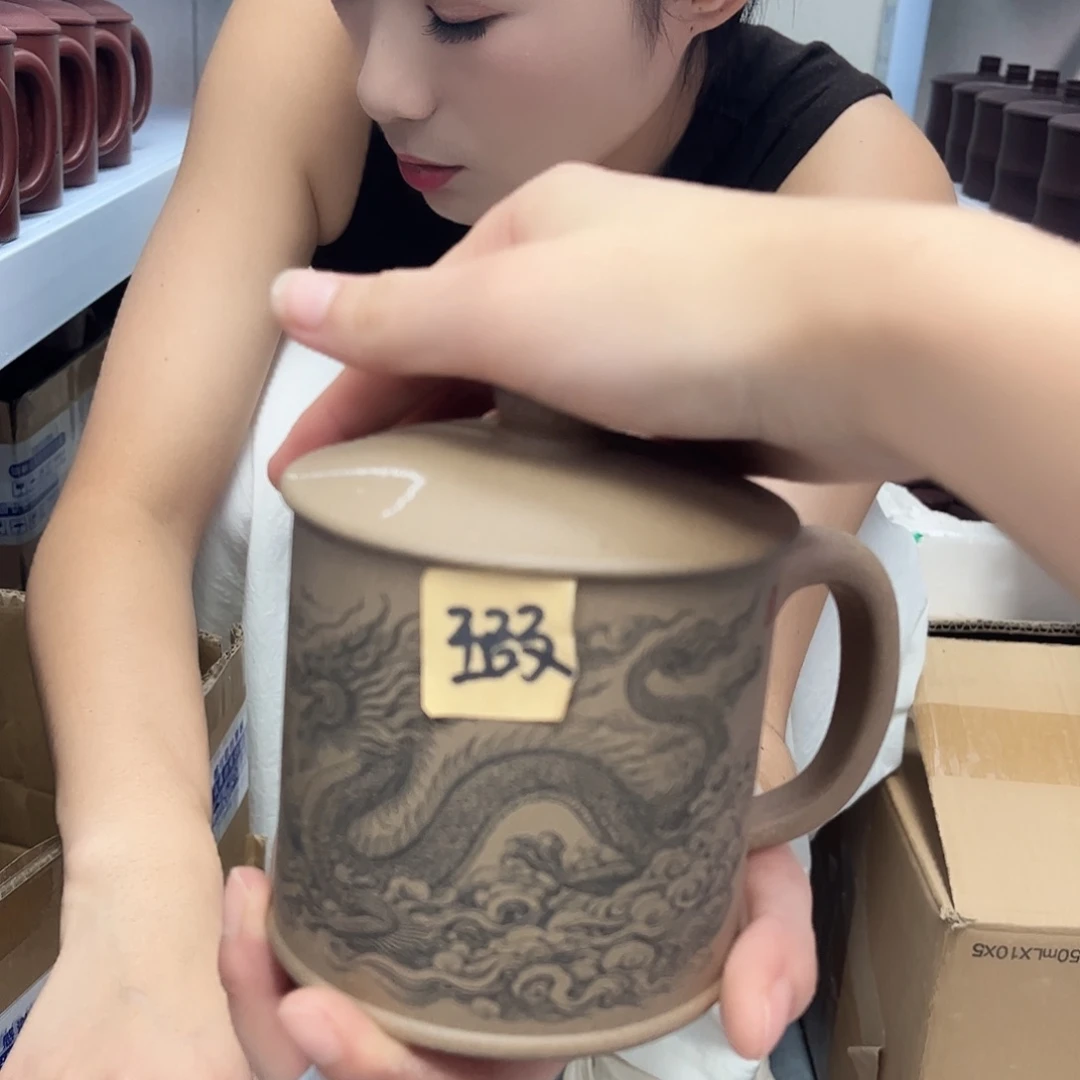宜兴原矿紫砂全手工盖杯