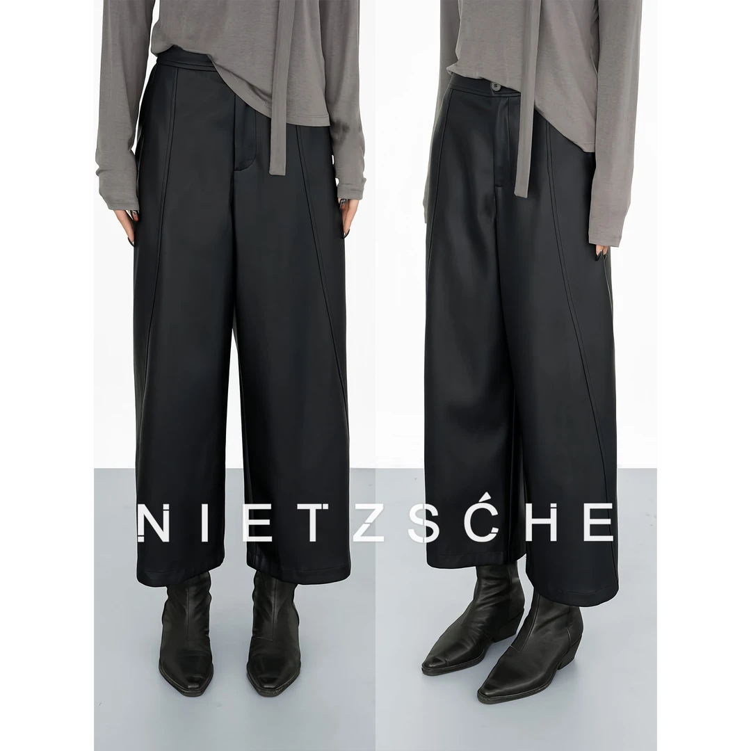 Nietzsche｜松露九分皮裤｜经典万能百搭松紧腰显瘦超有范皮裤61992