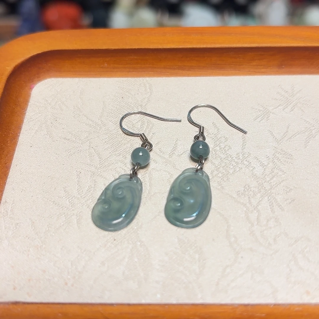 翡翠银S925镶嵌耳饰开播福利不议价炸