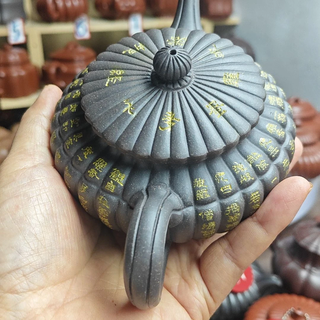 孟***孟宜兴紫砂壶筋纹器半手工制作青灰泥容量二佰二十CC