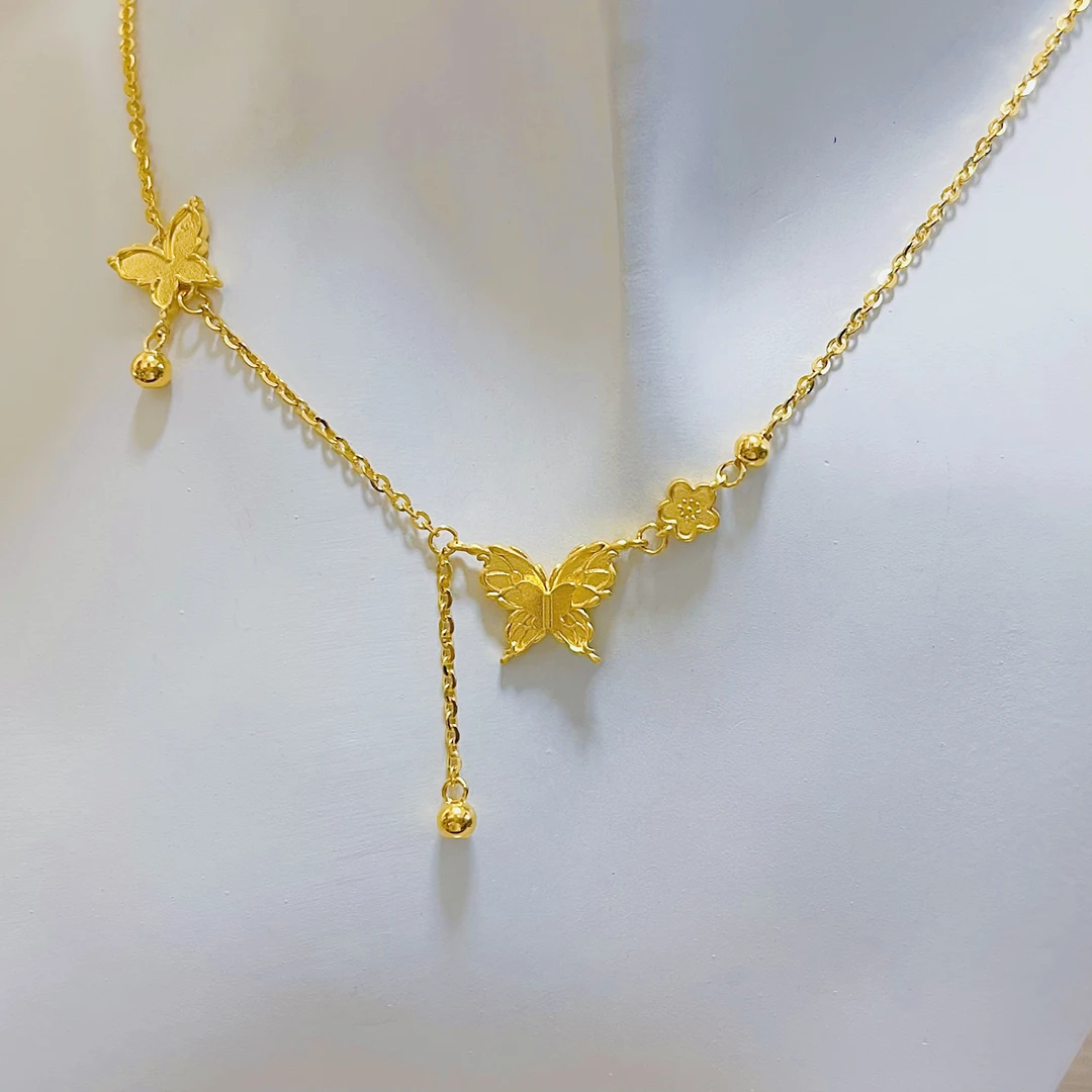 足金999蝴蝶翩飞套链中古时尚国潮