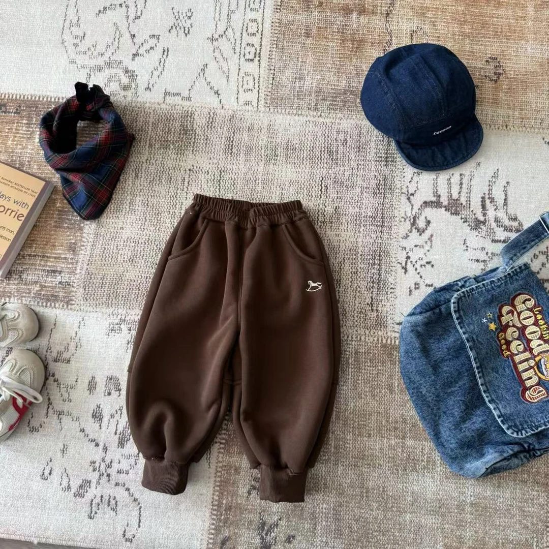 儿童秋冬刺绣木马加厚针织裤H2694