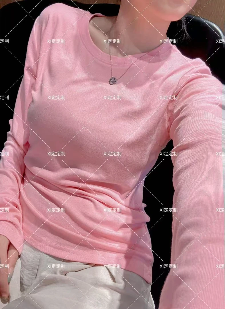 T新款纯色长袖秋款百搭打底衫女极简显瘦T恤洋气韩版女T恤2025