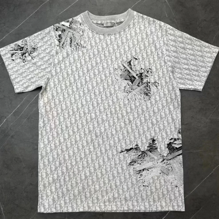 99新 DIOR/迪奥 98新/斜纹提花图案圆领短袖/XS码/SZ0040