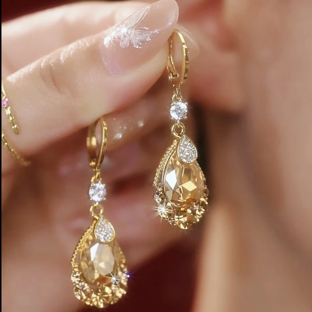 铜合金耳饰 【绝代佳人】时尚气质百搭雨滴耳环