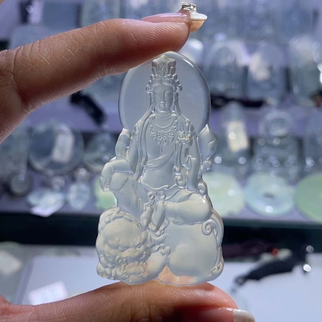 老***雀岫玉未镶嵌颈饰文殊菩萨