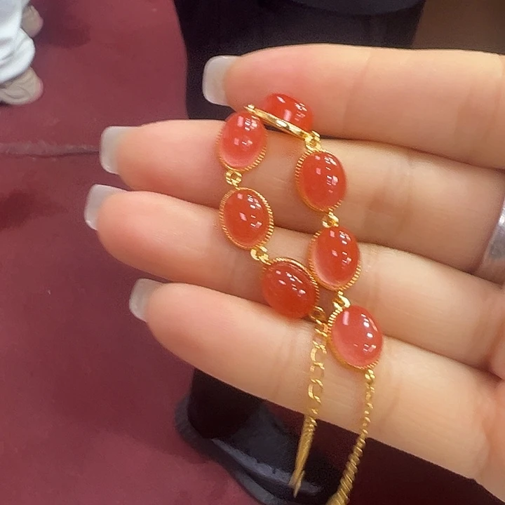 南红玛瑙银S925镶嵌手链