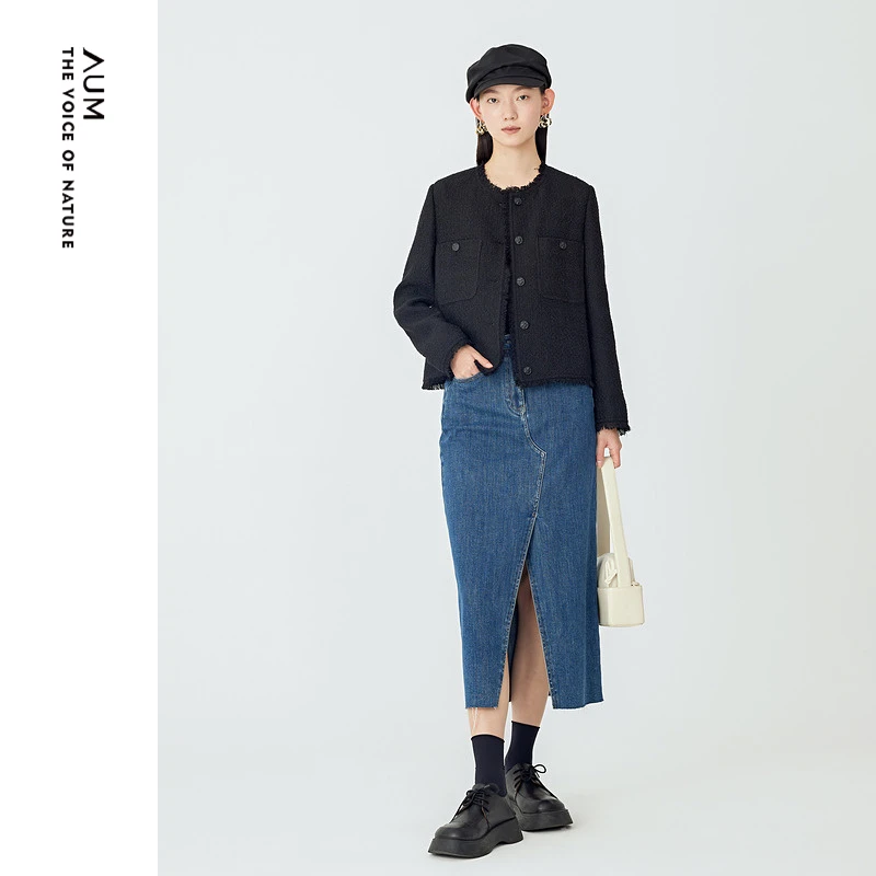 AUM噢姆春季黑色小香风上衣外套女MAEG10198