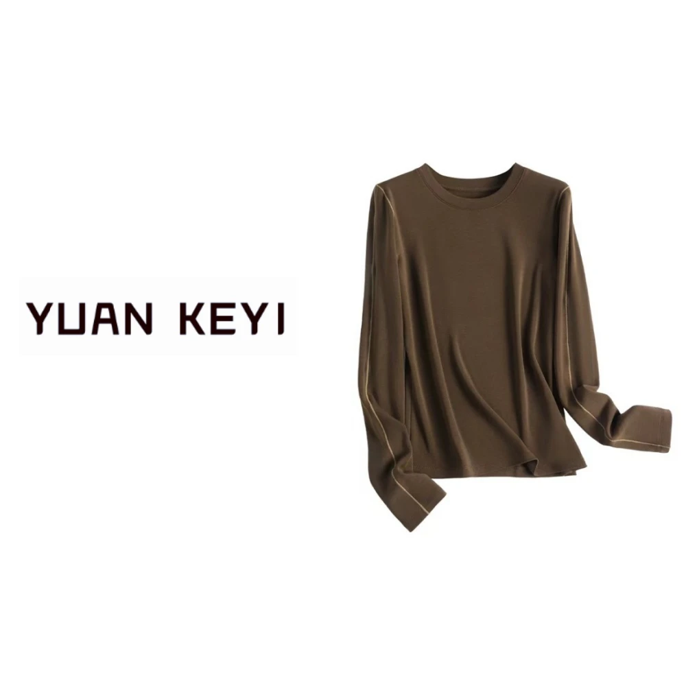 YUANKEYI  兰精天丝+美利奴羊毛拉绒撞线设计双领打底衫轻装滑