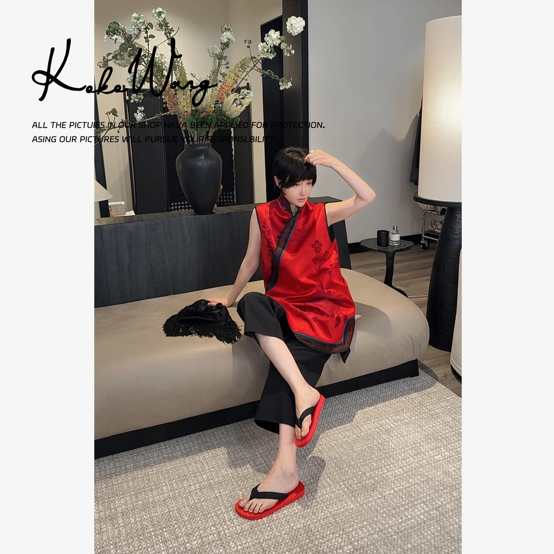 KOKO WANG时尚高端轻奢老料桑蚕丝提花旗袍连衣裙524645C26T41
