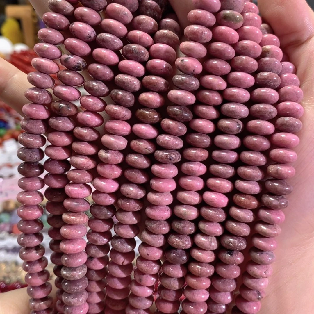 未镶嵌玛瑙/玉髓珠宝半成品天然红纹飞碟一条卡10mm