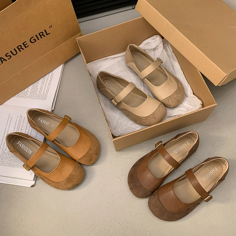 芭蕾舞平底单鞋女2025新款春秋季软底晚晚风配裙子的浅口玛丽珍鞋