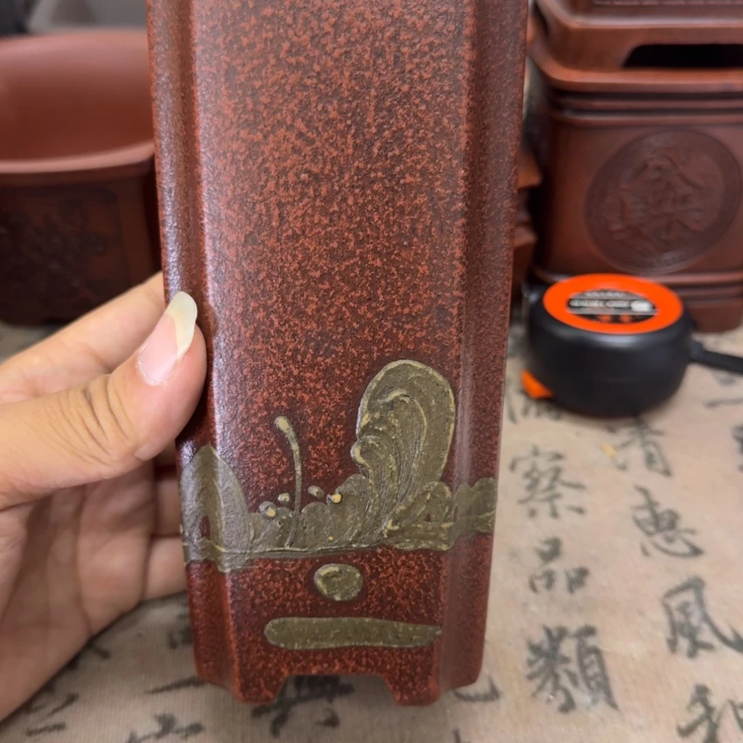 紫砂花盆7.5x17.5内经紫砂花盆