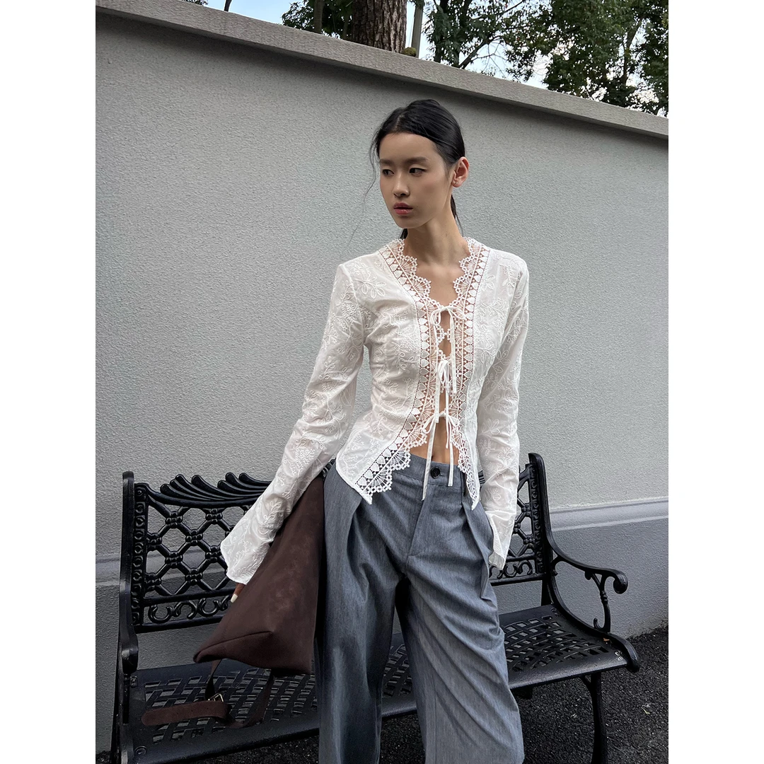 MAKE IF 设计师品牌25秋冬新品显瘦慵懒蕾丝拼接上衣SOLSOL买手店