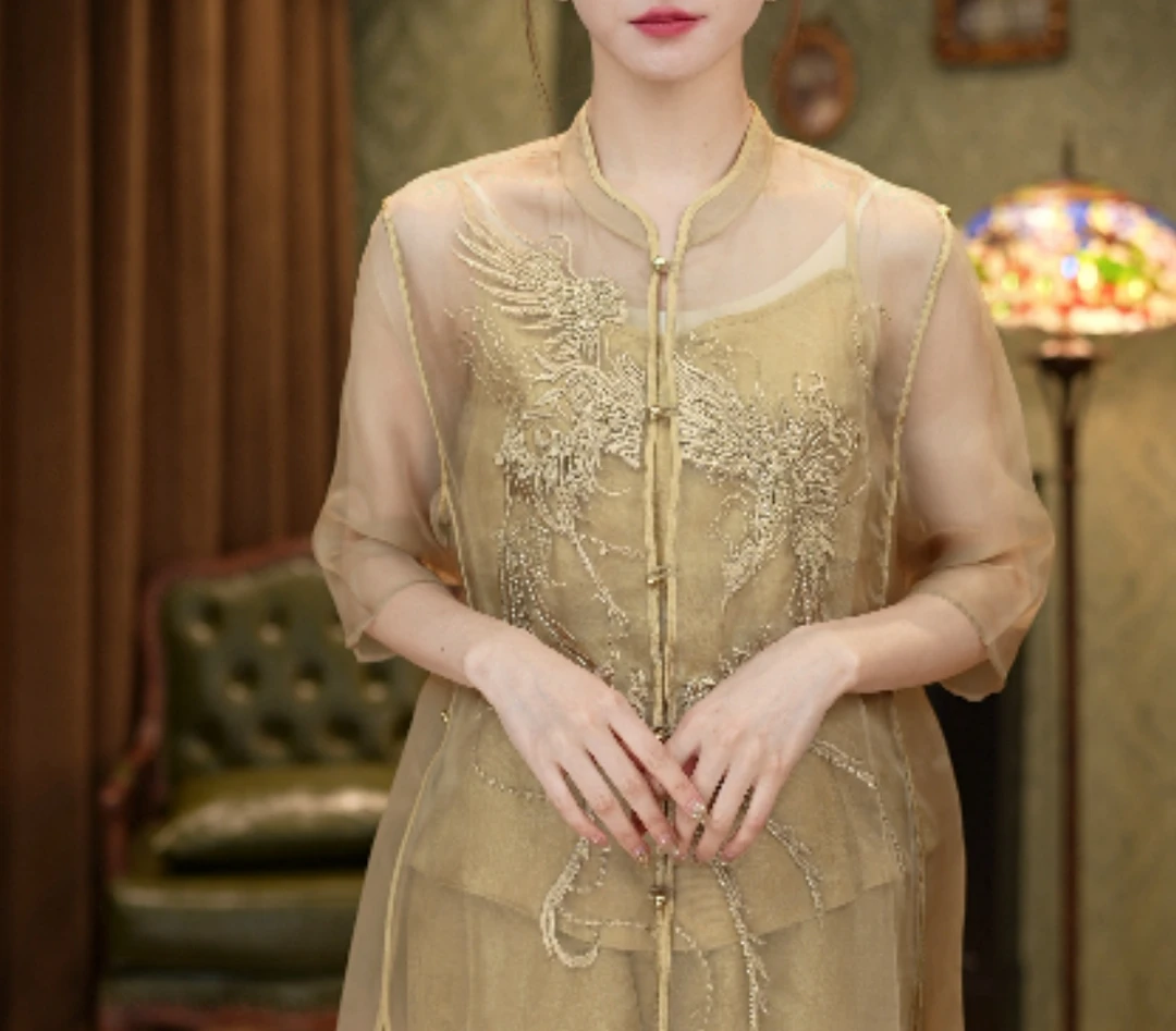 凤珠梦影｜新中式夏季国风重工清冷高级薄款套装2025B7545—垚一