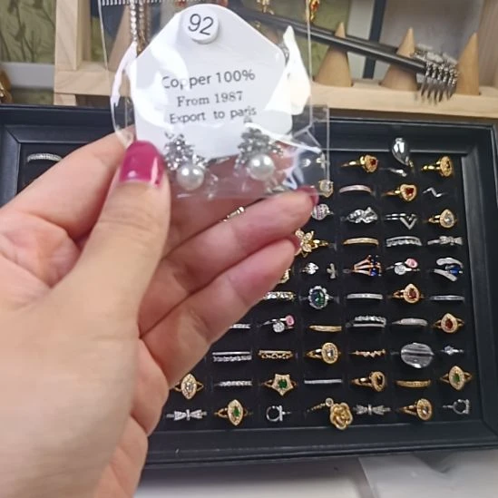 铜合金合金锆石王冠珍珠淑女耳环