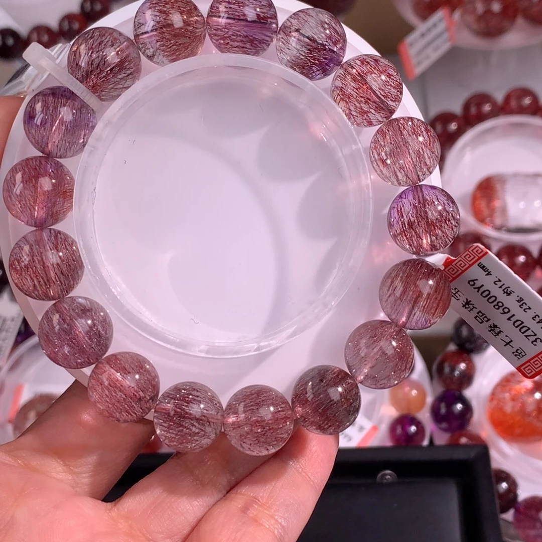 未镶嵌手链水晶粉紫双色超七