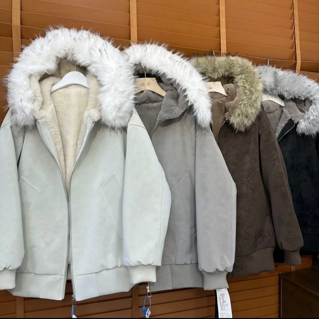 T～（超厚绒蛋白皮）高级感可拆毛领皮夹克外套5831
