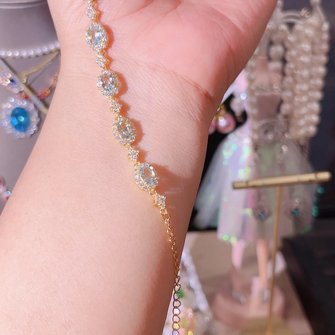 托帕石手链银S925镶嵌