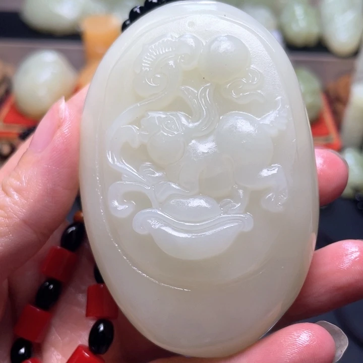 石材方解石手把件