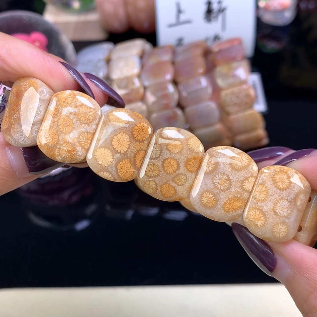 【闪购商品】颈饰未镶嵌硅化珊瑚（珊瑚玉）上新手牌均匀皮满花（6号）