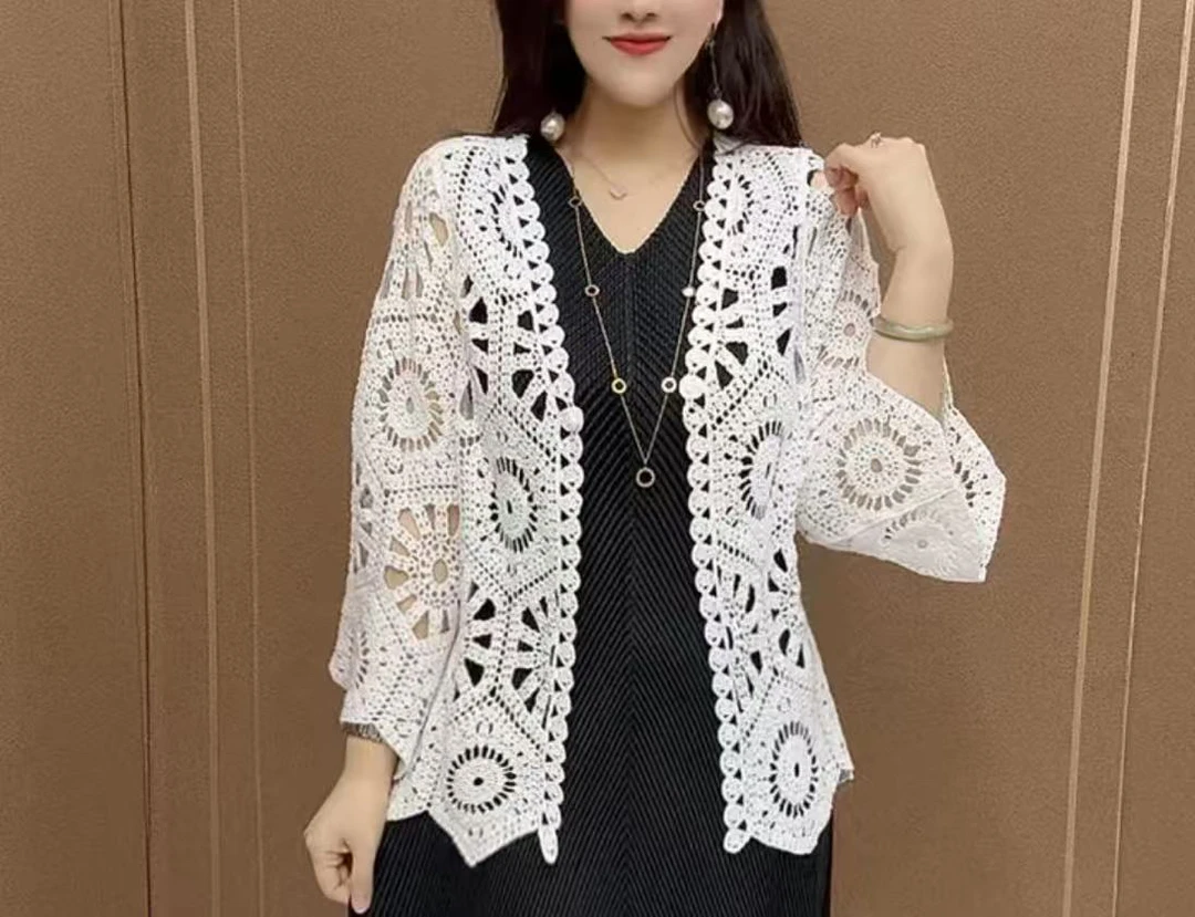 夏季新款时尚洋气百搭高级感镂空气质开衫外搭