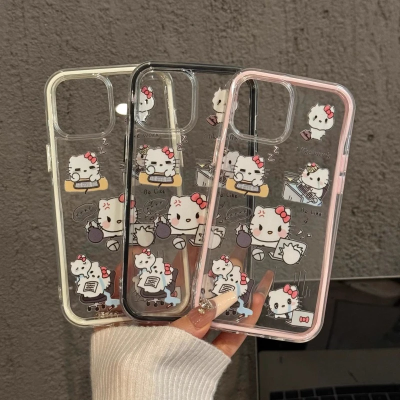 适用苹果16promax手机壳iPhone三合一炫彩ins打工Kitty的精神状态