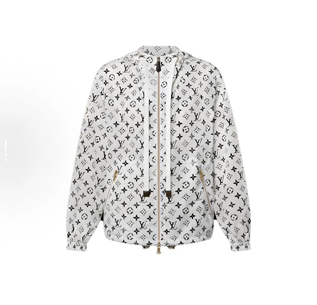 未使用 LouisVuitton/路易威登 SS23 Logo满印连帽夹克 女款 白色
