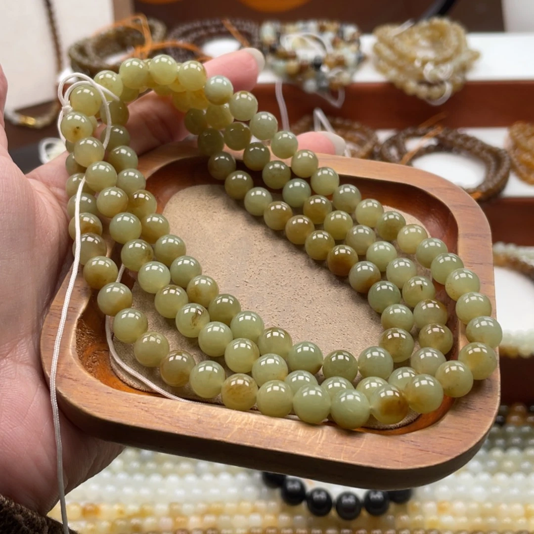 和田玉未镶嵌毛衣链珠串8mm