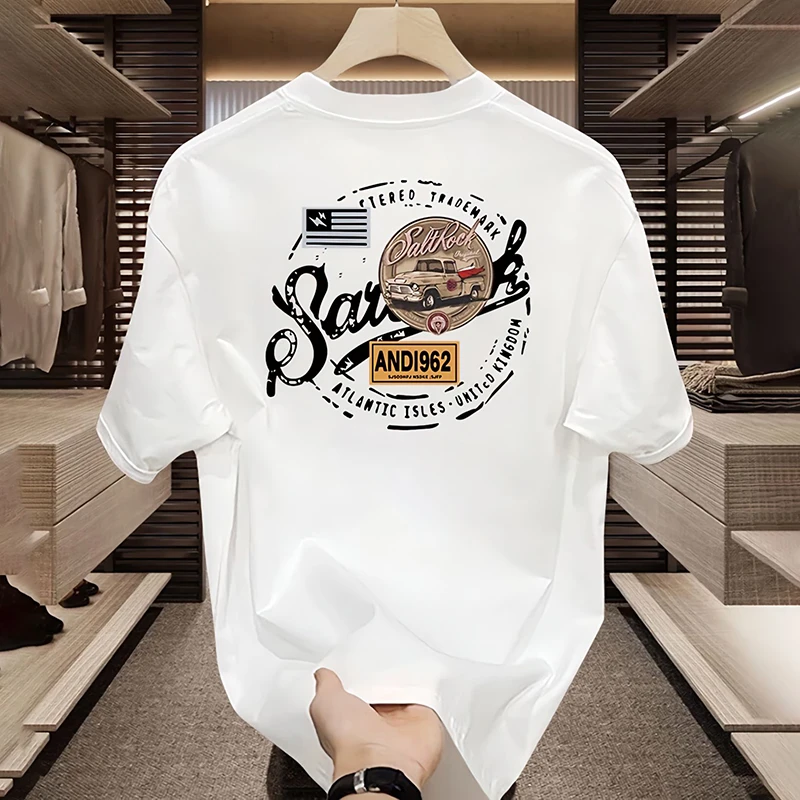 夏季男士短袖潮流新款百搭帅气减龄休闲圆领趣味春夏纯棉T恤上衣