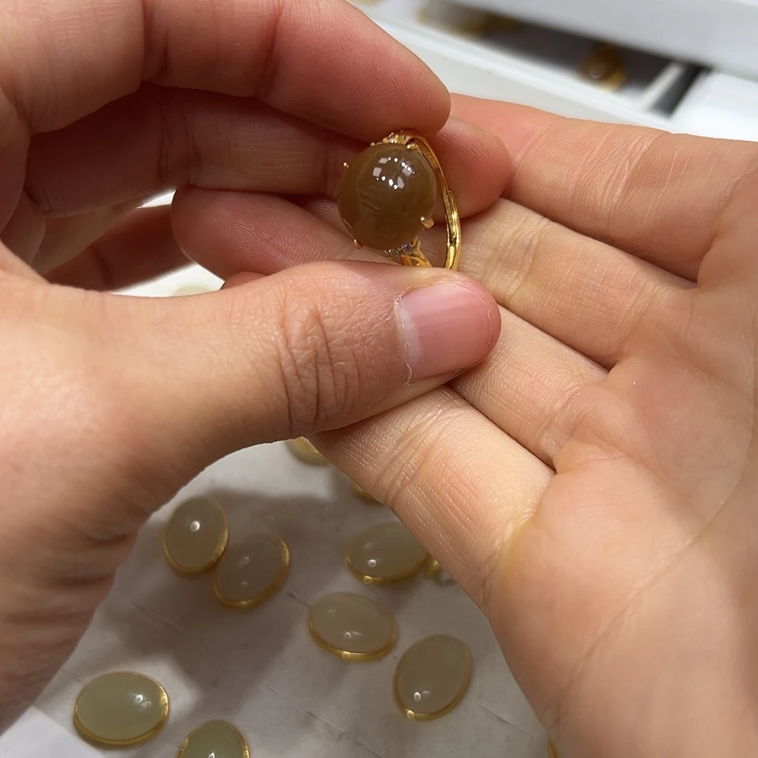 和田玉戒指银S925镶嵌✨****