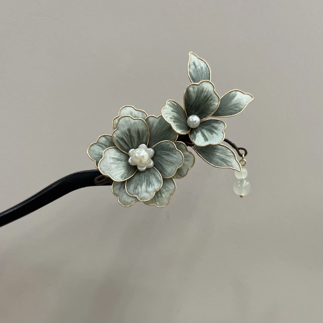 雨点手工气质百搭复古中式发夹国风古风发饰头饰发簪纯手工绒花